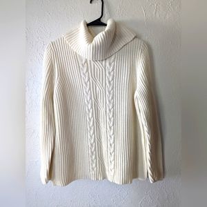Talbots Petite Large Classic Cabled Turtleneck with Cashmere